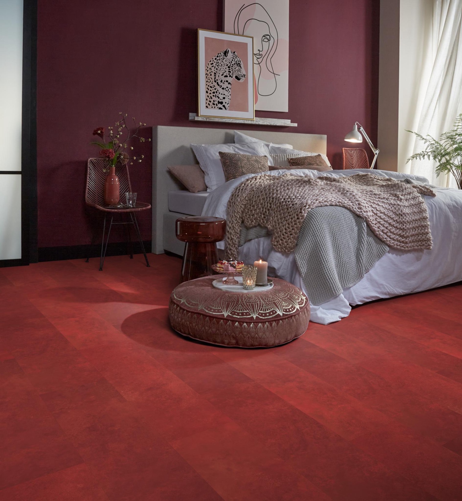 PVC - Ambiant Viretto dryback red - toplaag 0.55 - Rood