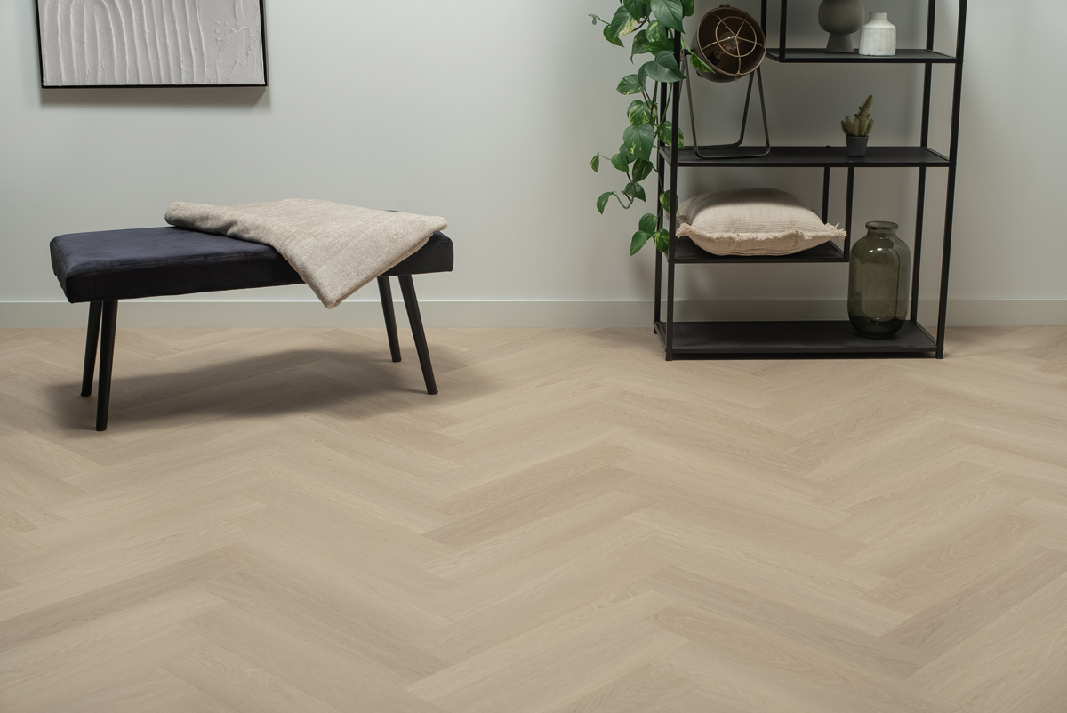 PVC - Floer Visgraat PVC - Beige Eiken - toplaag 0.55 - Beige