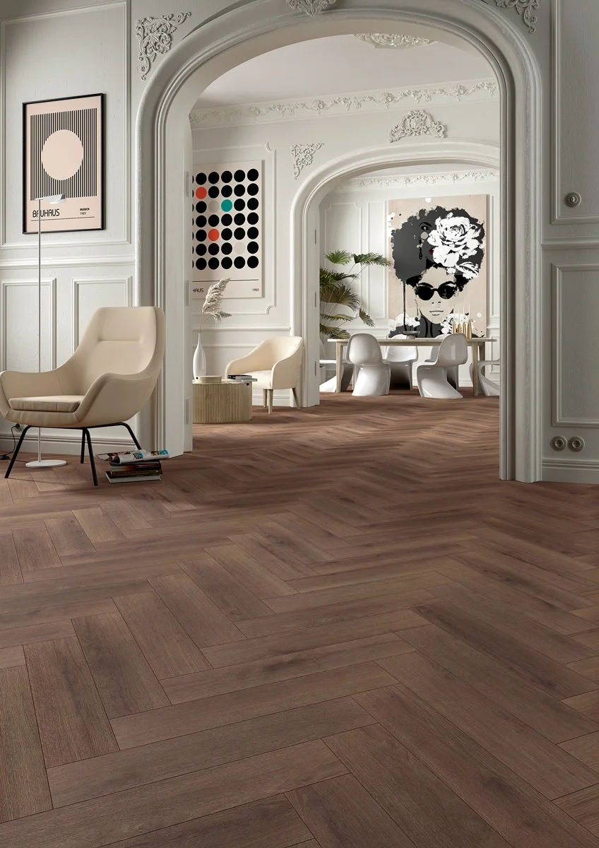 Floer Hybride Laminaat Visgraat - Diepbruin Eiken - Afbeelding 3